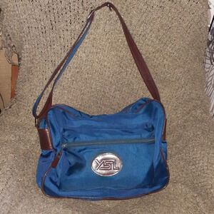 Vintage YVES SAINT LAURENT Travel Bag/Organizer-Men-Blue/Brown-Excellent